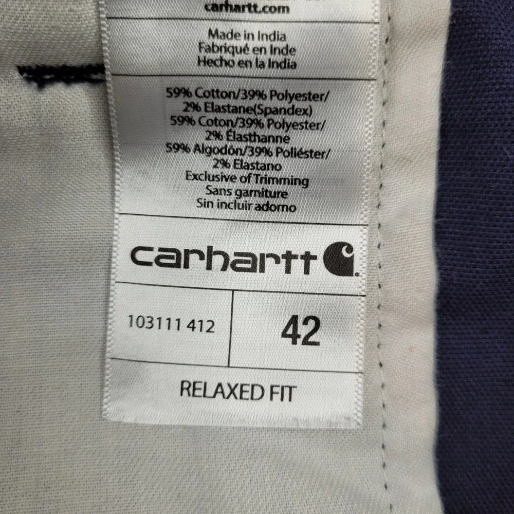Carhartt Rugged Flex Shorts Mens 42 Navy Blue Relaxed Fit Work 103111 412